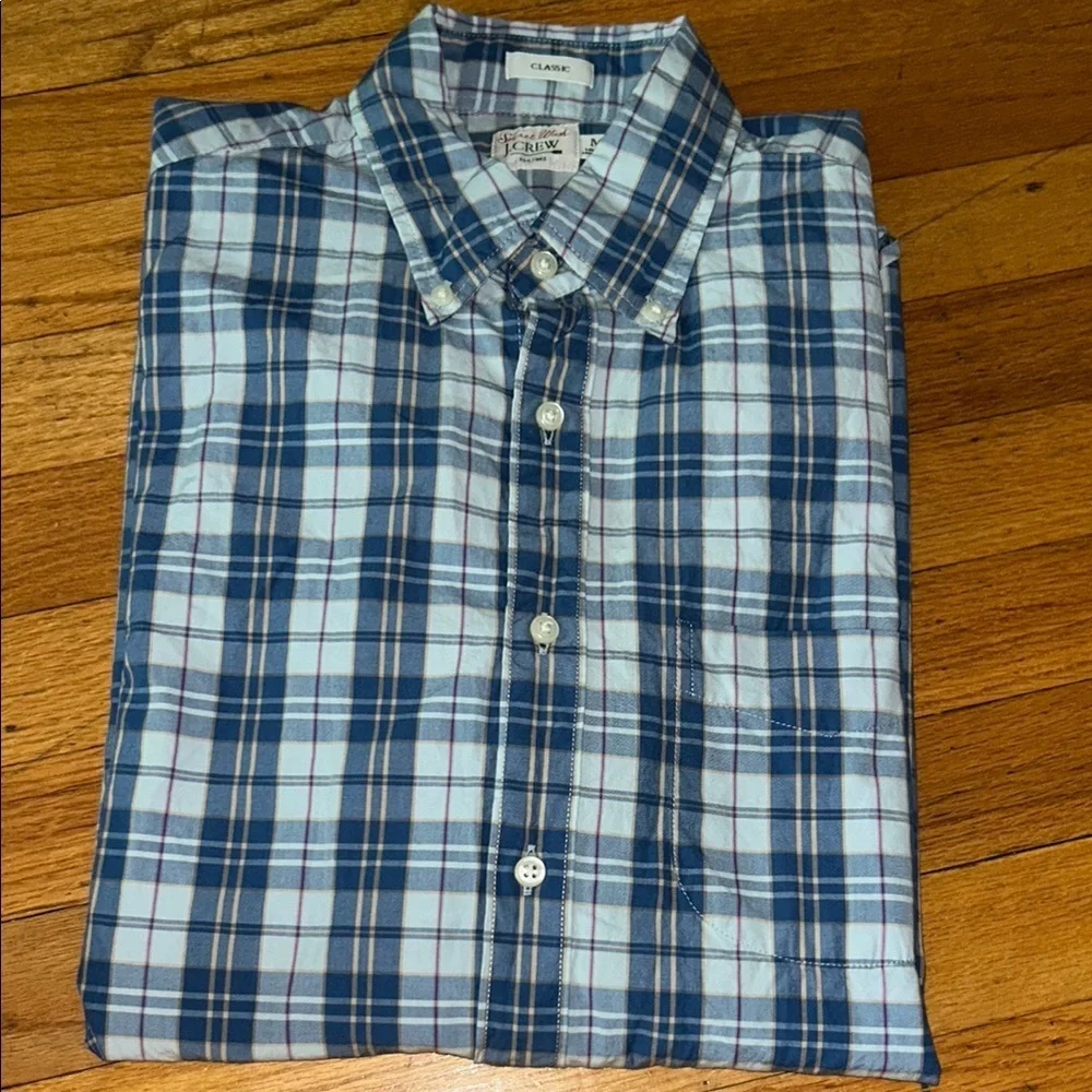 J. Crew Blue and White Casual Button Down Shirt